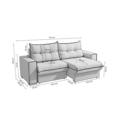Sofa Dorian 236CM - Retractil/Reclinable