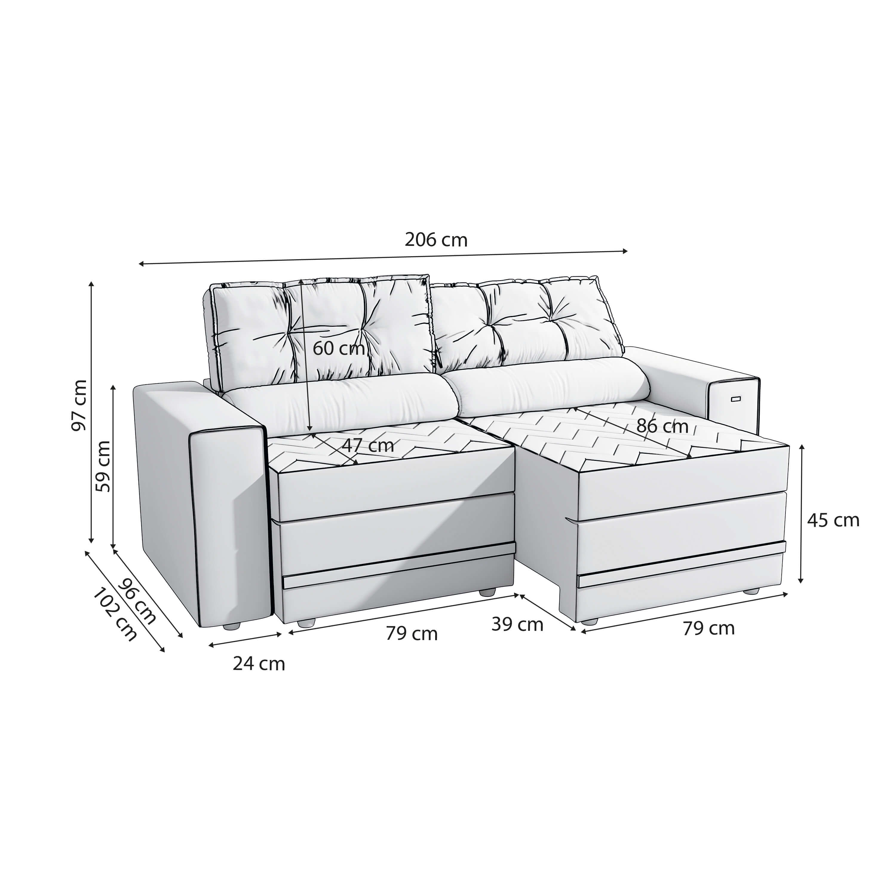 Sofa Havana 206CM - Retractil/Reclinable