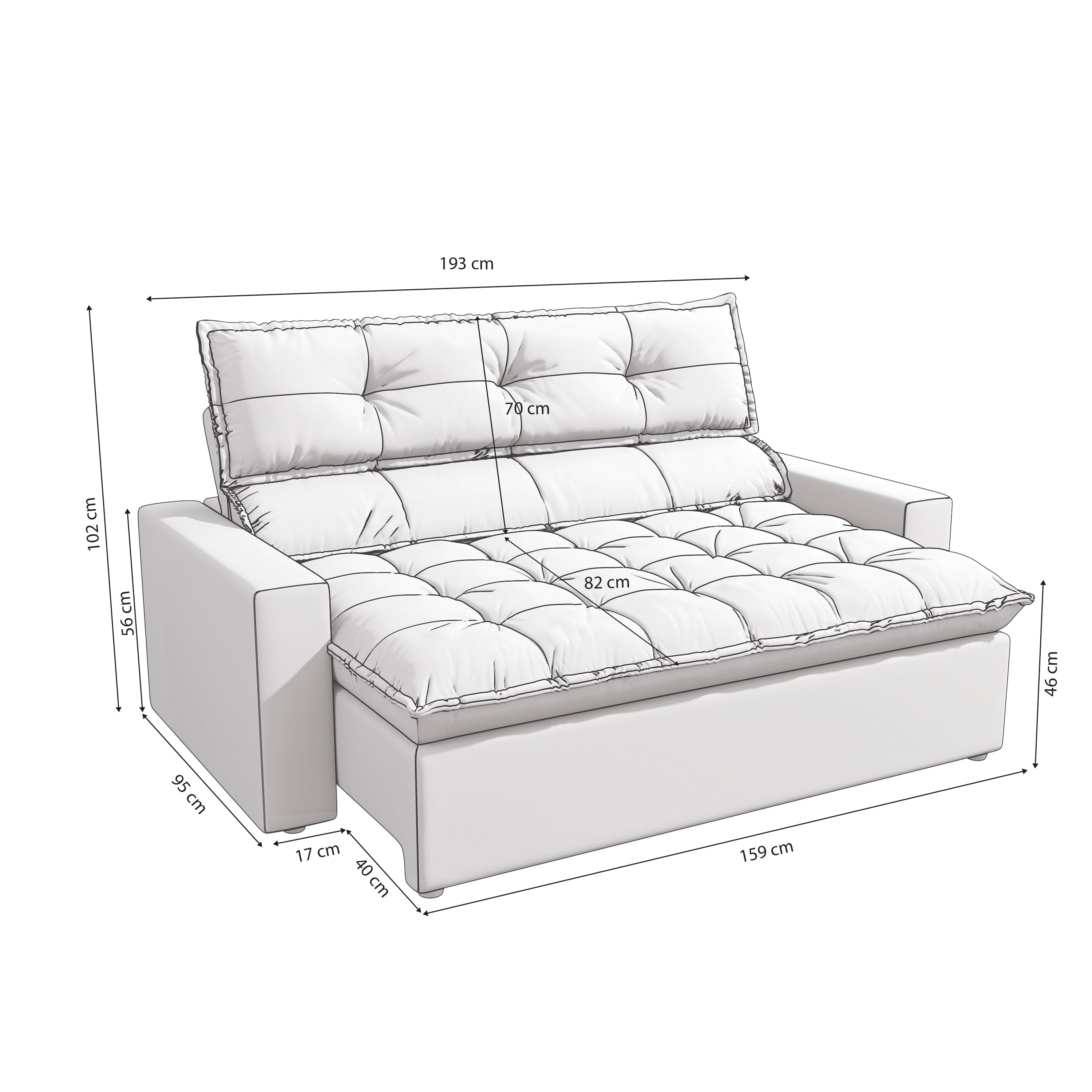 Sofa Viteli 193CM - Retractil/Reclinable