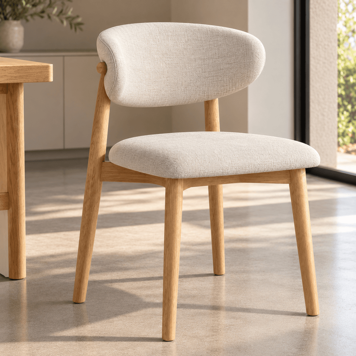 Juego de Comedor Odin 100cm con 4 sillas Mia Lino