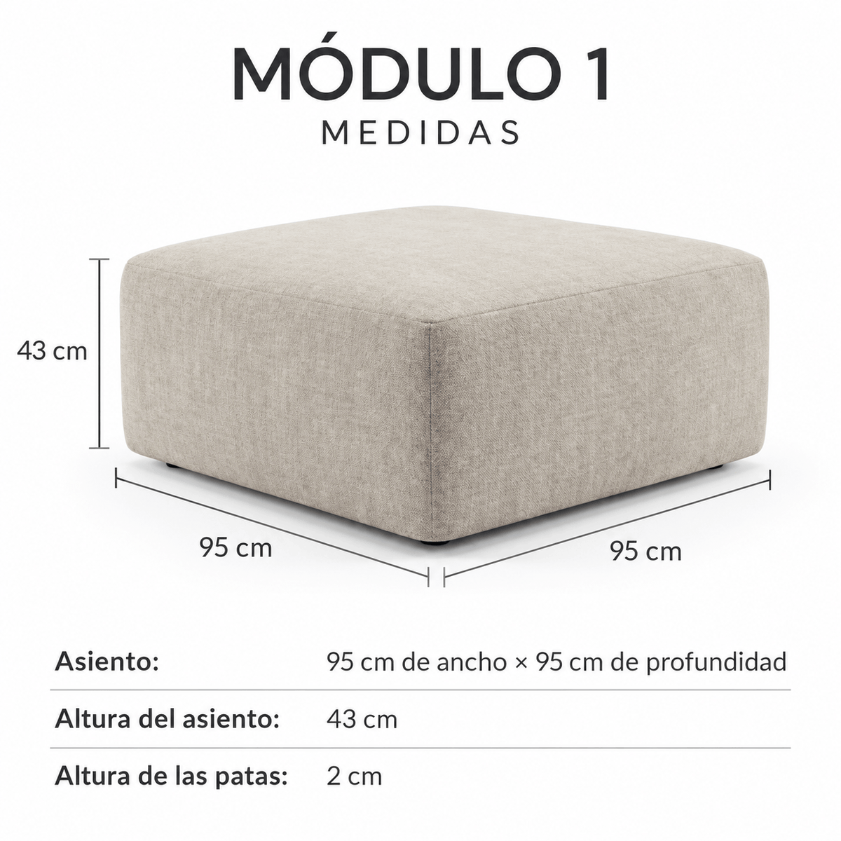 Sofa Modular Florencia - Modulo 1 Puff