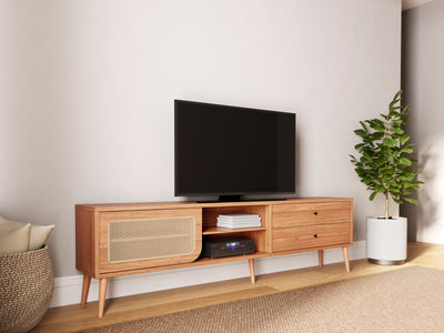 Rack Tv Madrid Ratan Sintetico 220CM 100% MDF C/ 2 Cajones