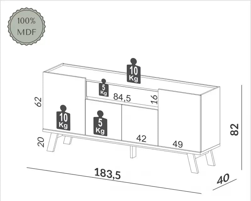 Aparador Buffet Linea Lisboa 100% MDF