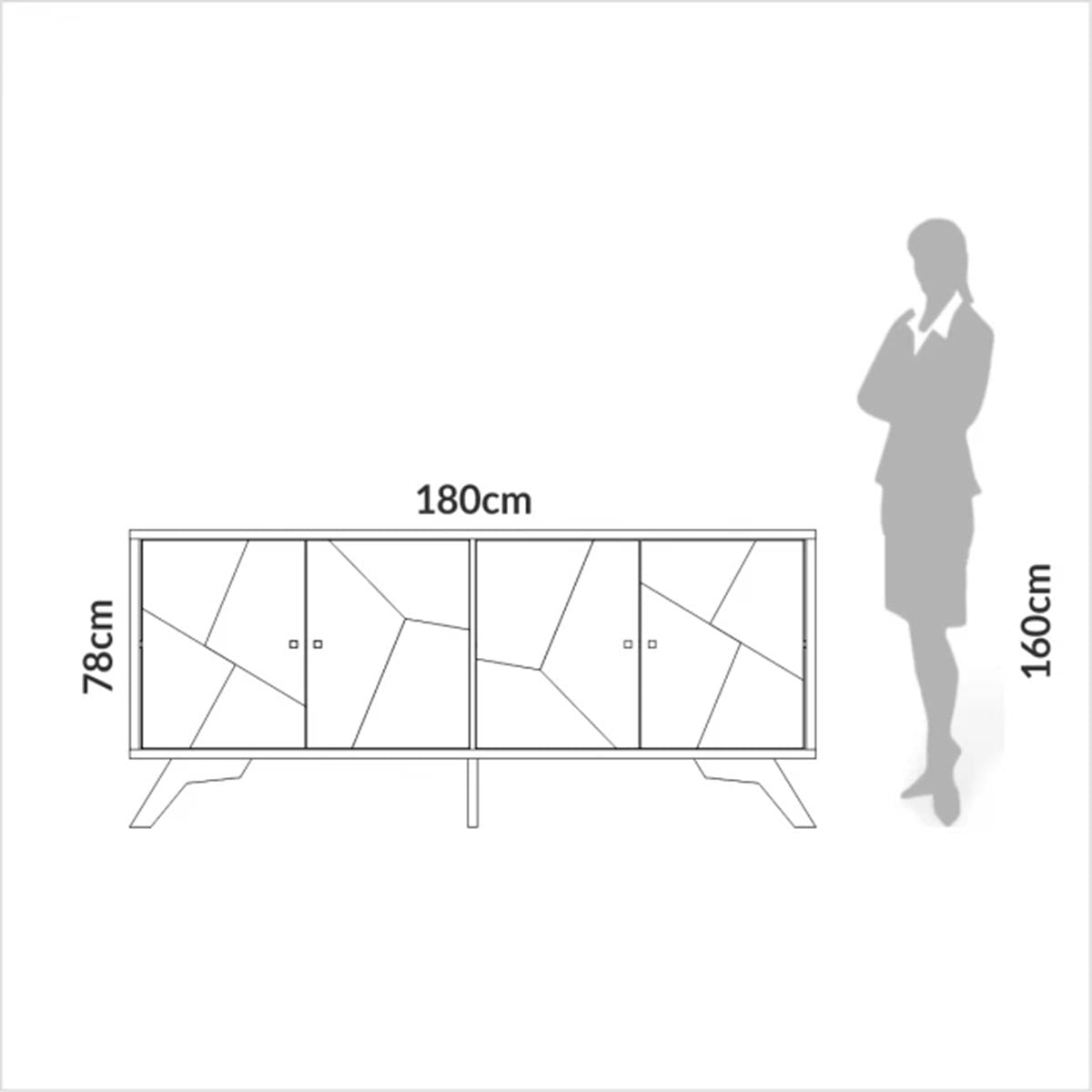 Aparador Recibidor Mosaico Buffet 180cm con 4 Puertas 100% MDF Linea Industrial