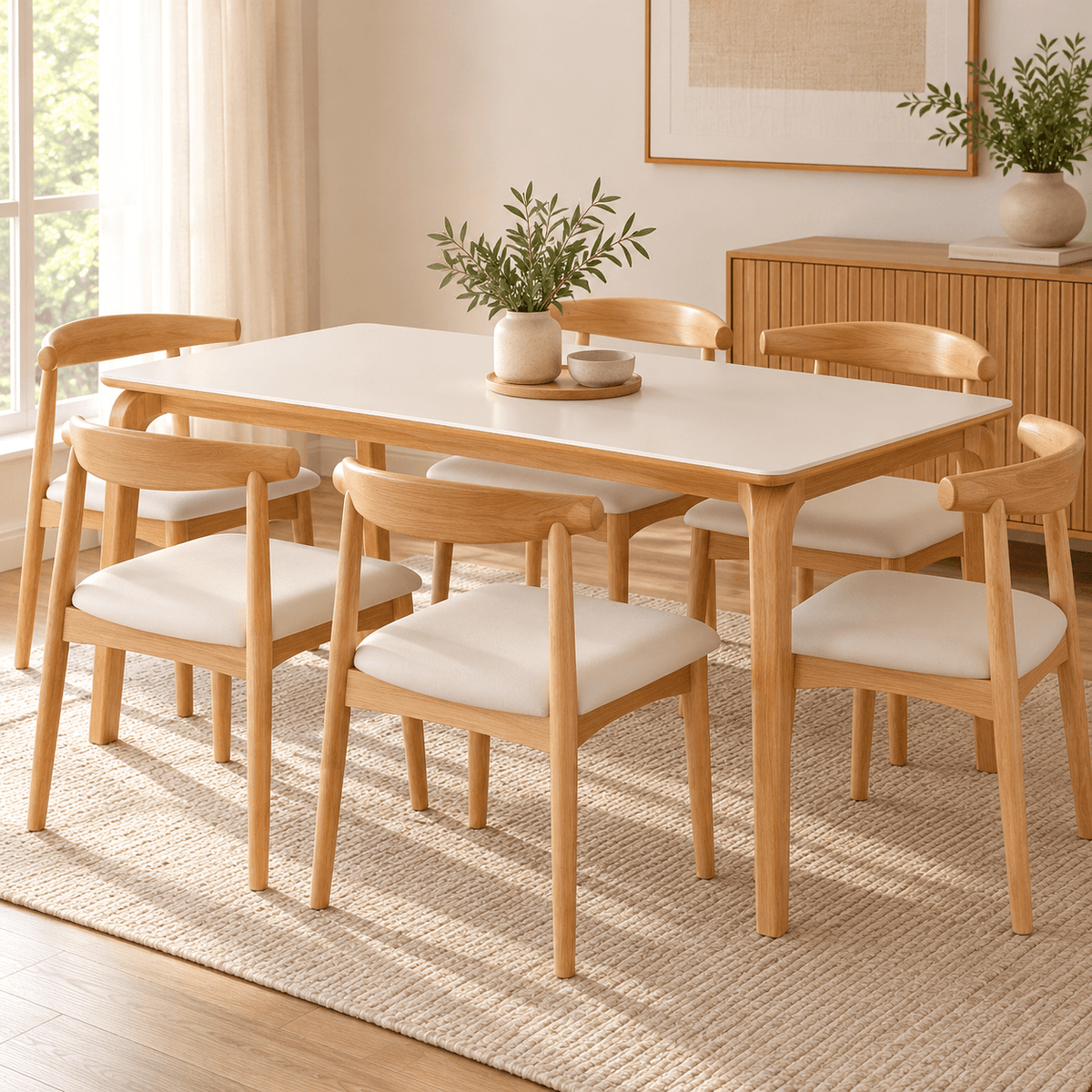 Juego de Comedor Valen 1.60cm con 6 Sillas Bergen