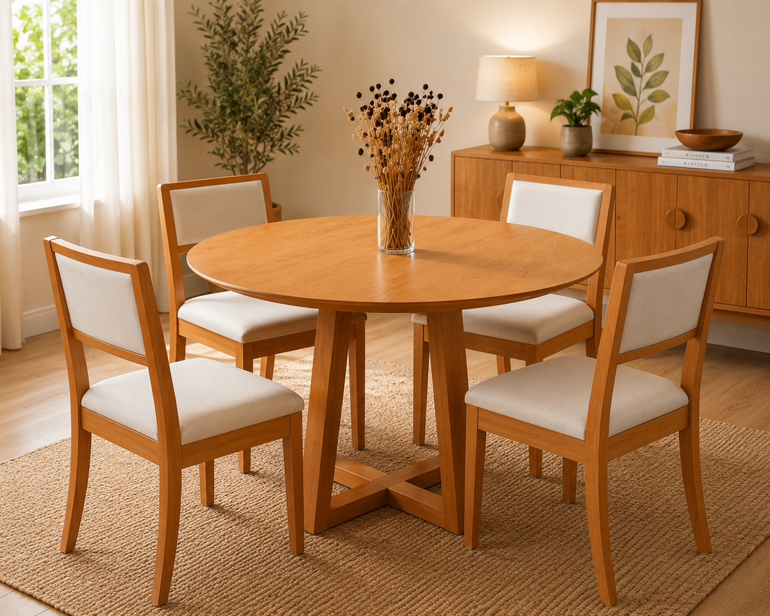 Juego de Comedor Asia Redondo con 4 sillas Alice