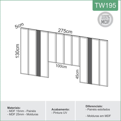 Respaldo de Cama Tapizado Lara - 100% MDF