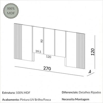Respaldo de cama Malena 270CM - 100% MDF