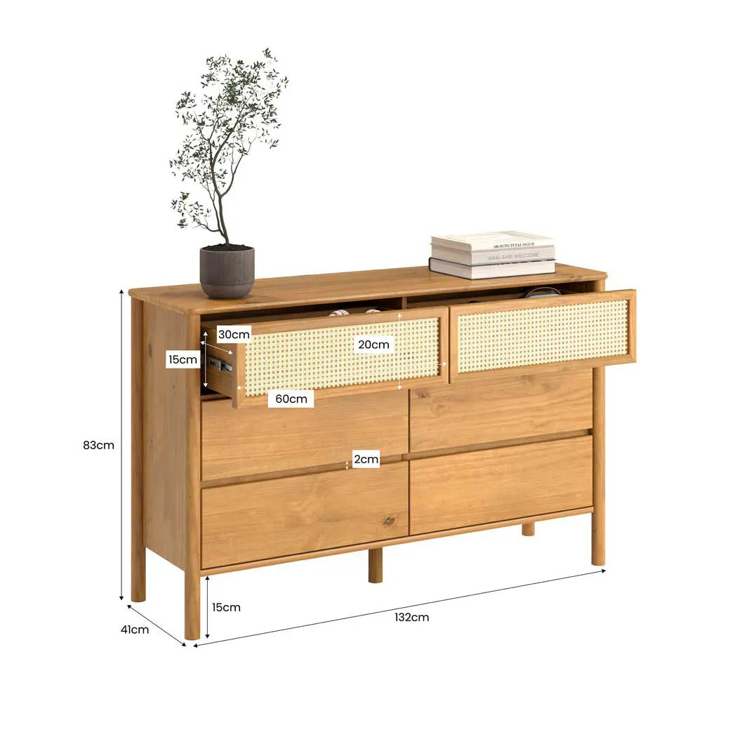 Comoda Semira Rattan - Madera Maciza
