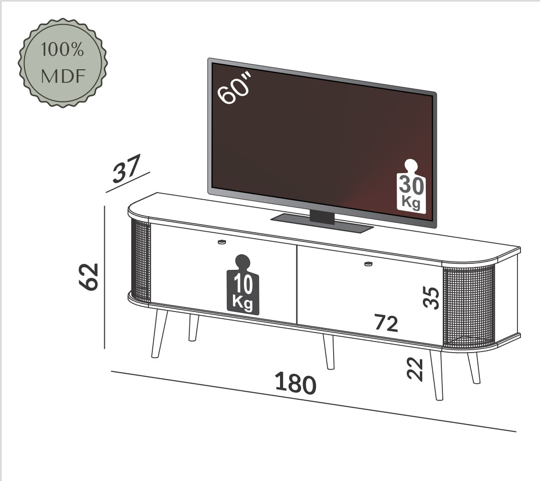 Rack 180CM - Barcelona 100% MDF
