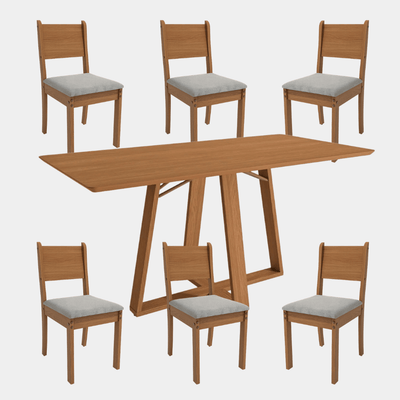 Juego de Comedor Alva 160CM + 6 Sillas Cora