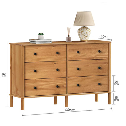 Comoda Apama 130CM 6 Cajones - Madera Maciza