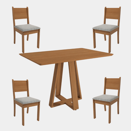 Juego de Comedor Alva 120CM + 4 Sillas Cora