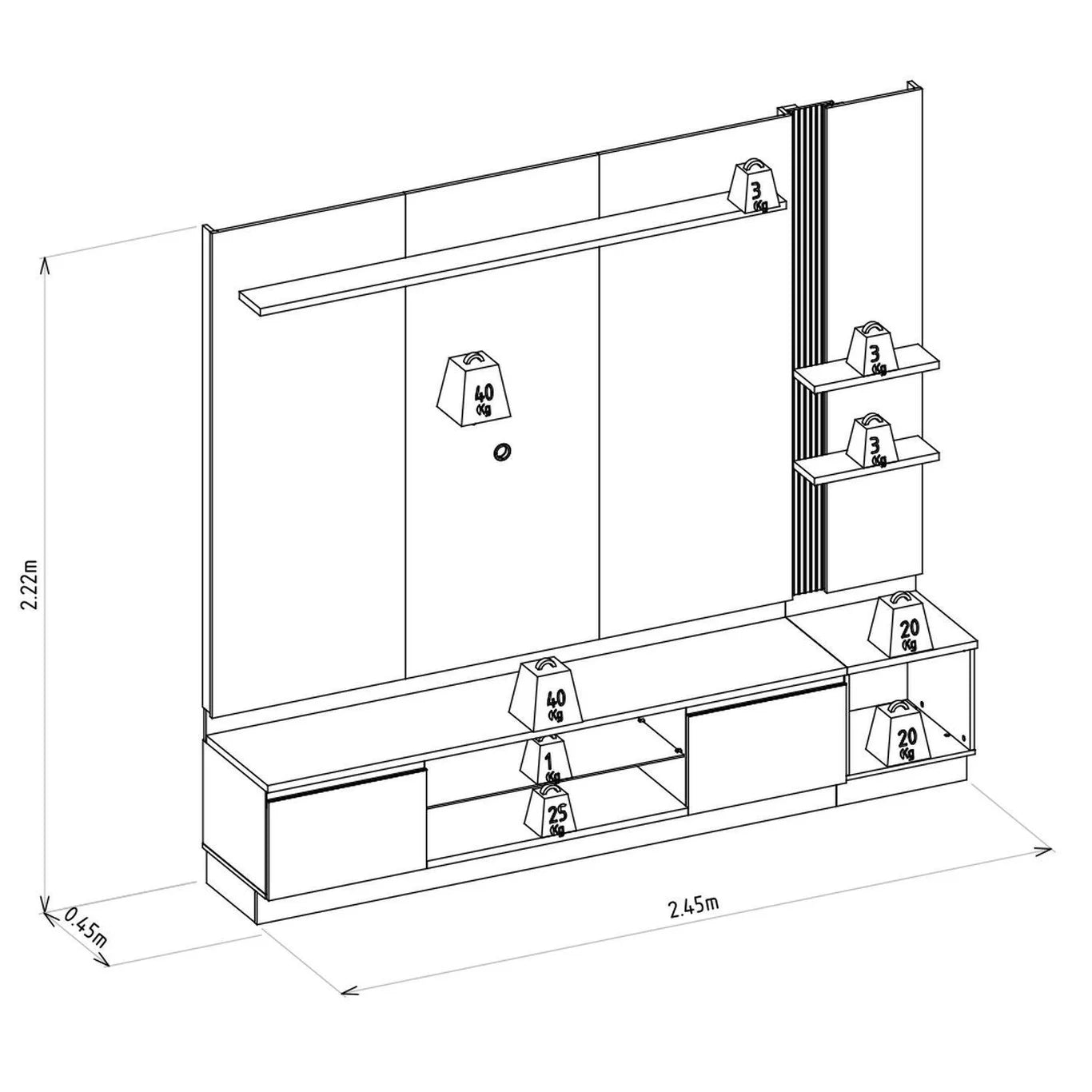 Conjunto Modular - Magnum 245CM - con Led