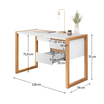 Escritorio con cajones 120cm Atena - Patas en Madera Maciza