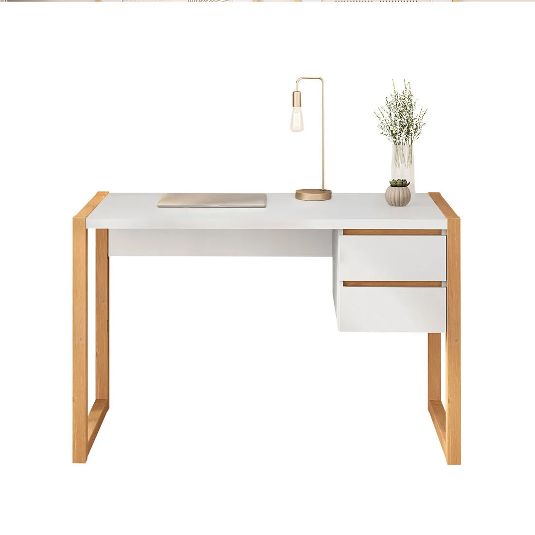 Escritorio con cajones 120cm Atena - Patas en Madera Maciza