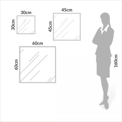 Kit de espejos Cuadrados 60cm, 45cm y 30cm Bordes Blancos