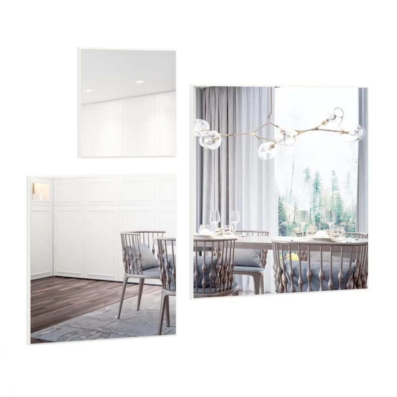 Kit de espejos Cuadrados 60cm, 45cm y 30cm Bordes Blancos