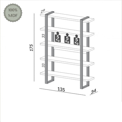 Estanteria Industrial Agata 100% MDF Tamburato - Linea Factory