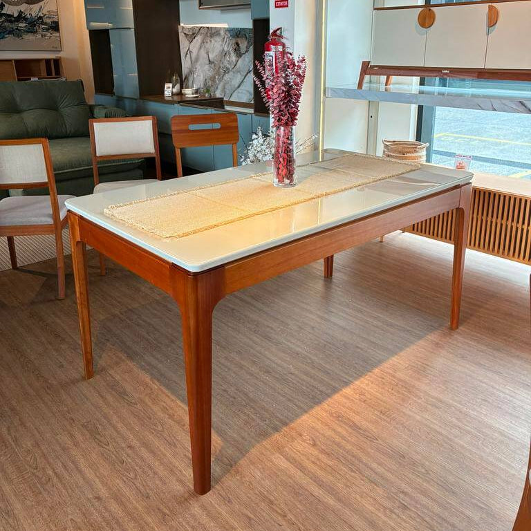 Juego de Comedor Mira con Vidrio Sobrepuesto Blanco con 6 Sillas Lola