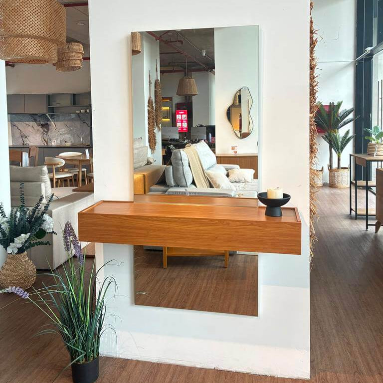 Espejo con Estante de Pared Decoración 100% MDF con Cajon - Balton Hogar