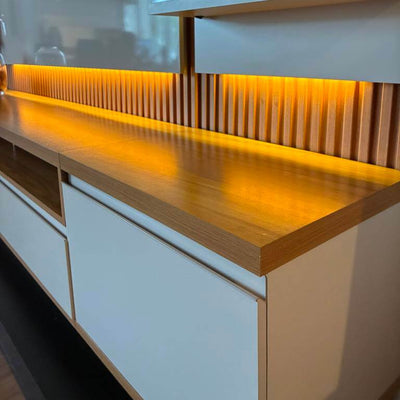 Rack con Panel Modular Sao Paulo Completo con Led MDF/MDP