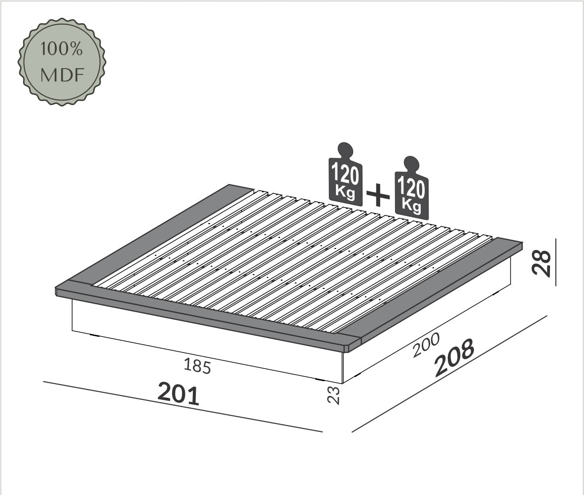 Cama Matrimonial Flotante 100% Mdf - Balton Hogar