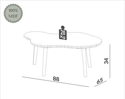 Mesa De Centro Ratona Organica 88CM 100% MDF