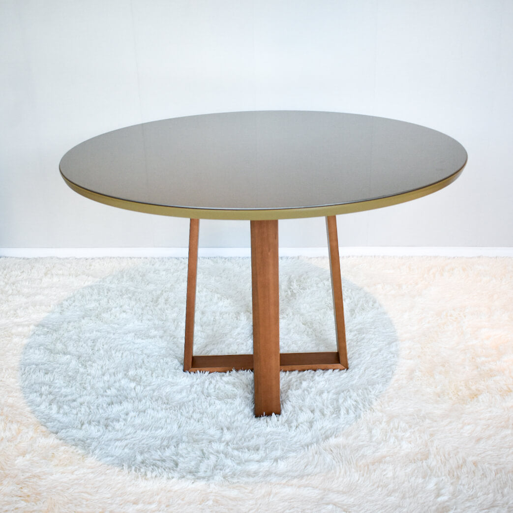 Mesa Elma Redonda 120cm - Madera Maciza y Vidrio Sobrepuesto