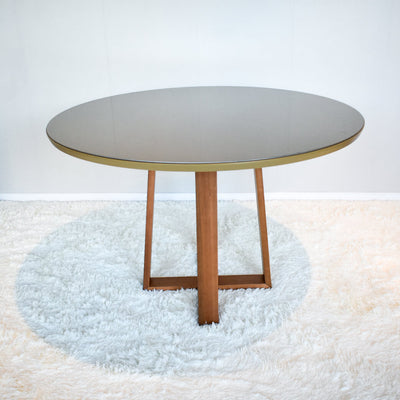 Mesa Elma Redonda 120cm - Madera Maciza y Vidrio Sobrepuesto