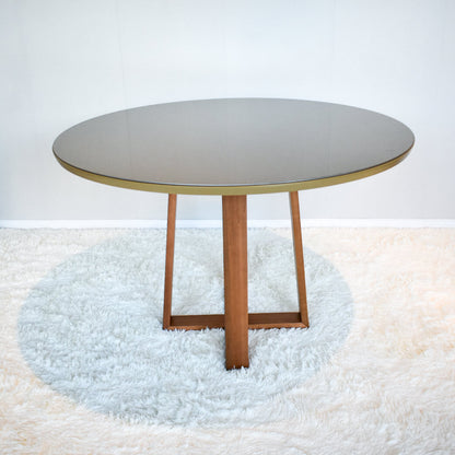 Mesa Elma Redonda 120cm - Madera Maciza y Vidrio Sobrepuesto