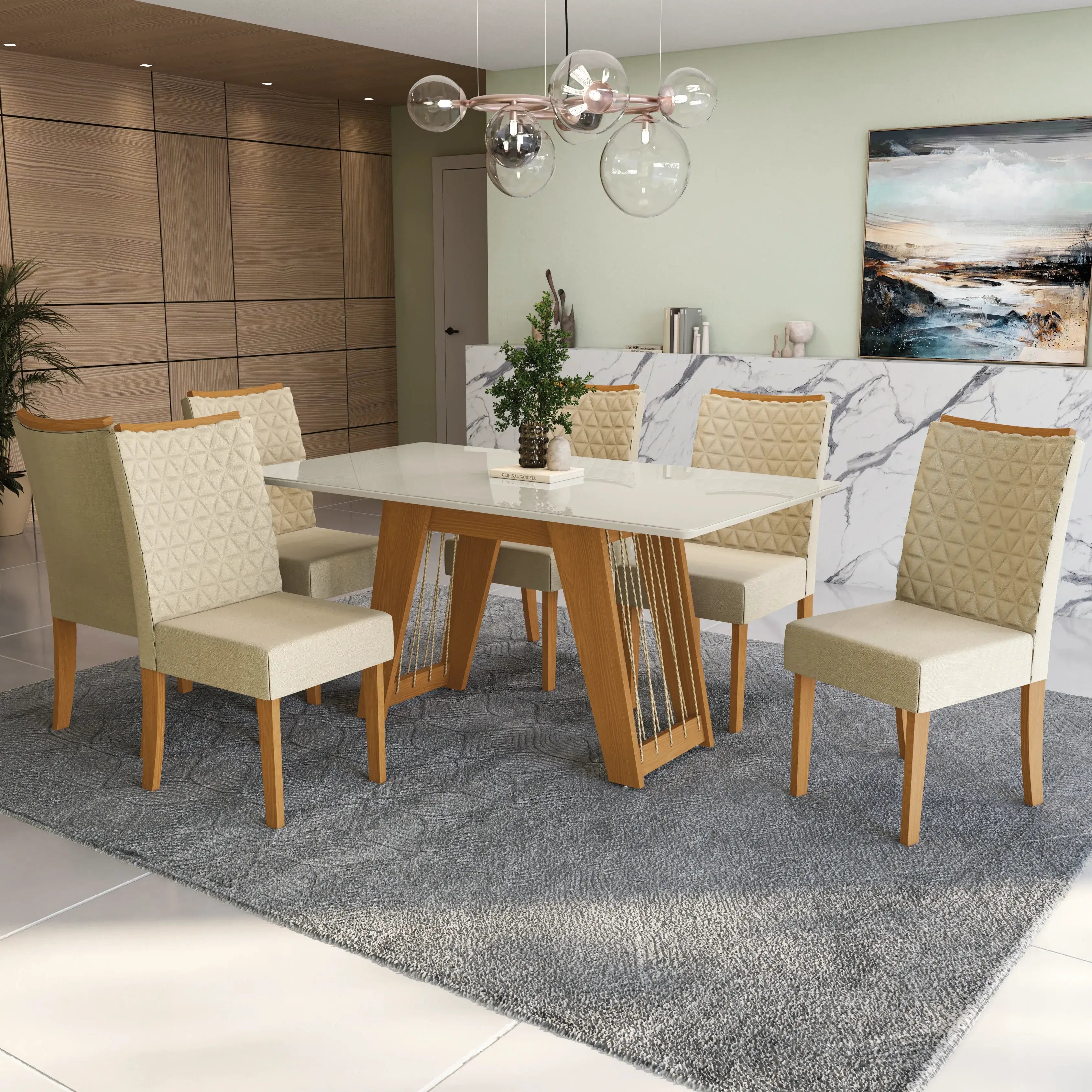 Juego de Comedor Milena con 6 Sillas - Vidrio