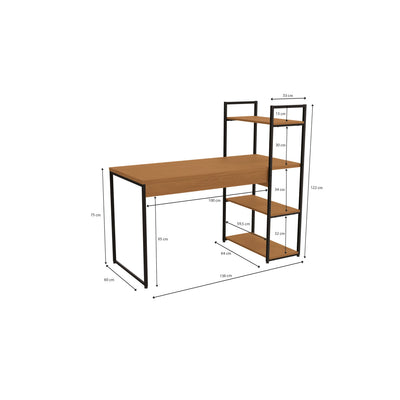 MESA DE ESCRITORIO CON ESTANTERIA LINEA INDUSTRIAL HIERRO - BALTON HOGAR
