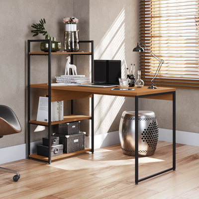 MESA DE ESCRITORIO CON ESTANTERIA LINEA INDUSTRIAL HIERRO - BALTON HOGAR