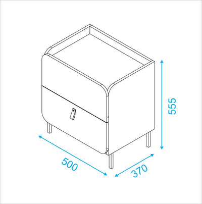 Mesa Curve 2 Cajones - 50CM Patas Metal