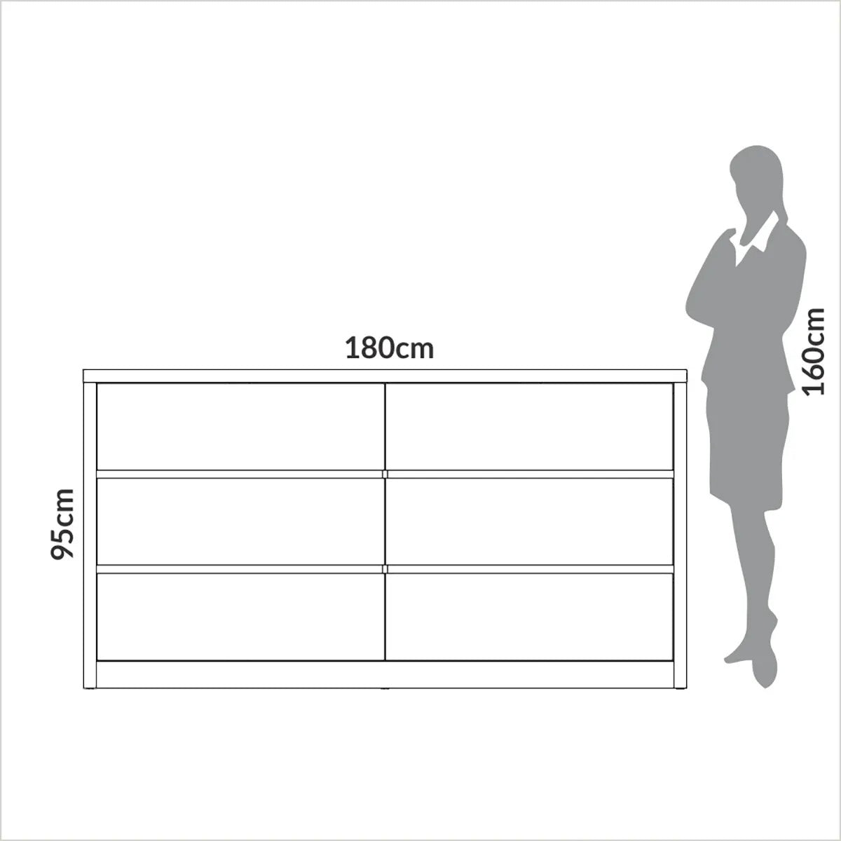 Comoda Mela 180CM 6 Cajones 100% MDF