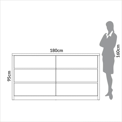 Comoda Mela 180CM 6 Cajones 100% MDF