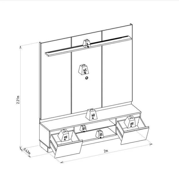 Conjunto Modular - Magnum 380CM - 4 Cristaleros con Led