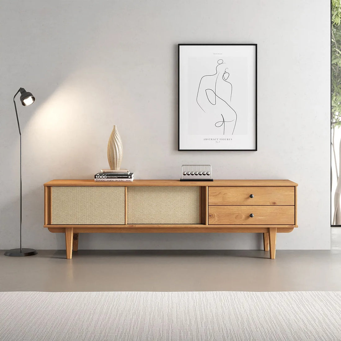 Rack TV 175CM con Ratan Serena - Madera Maciza
