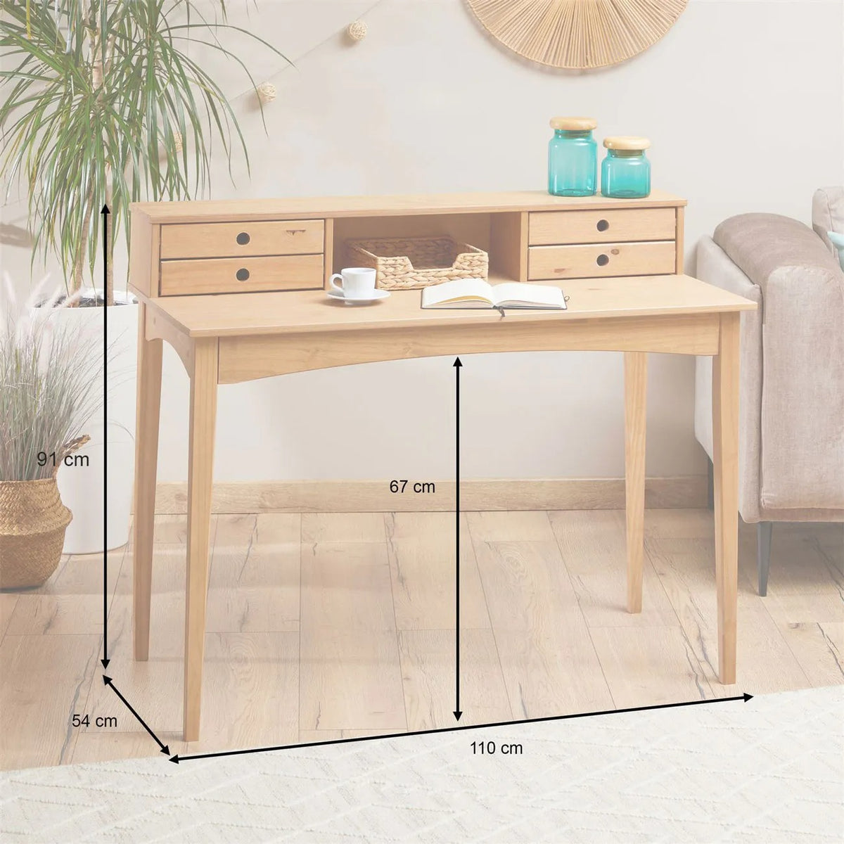 Escritorio 110cm Milan - Madera Maciza