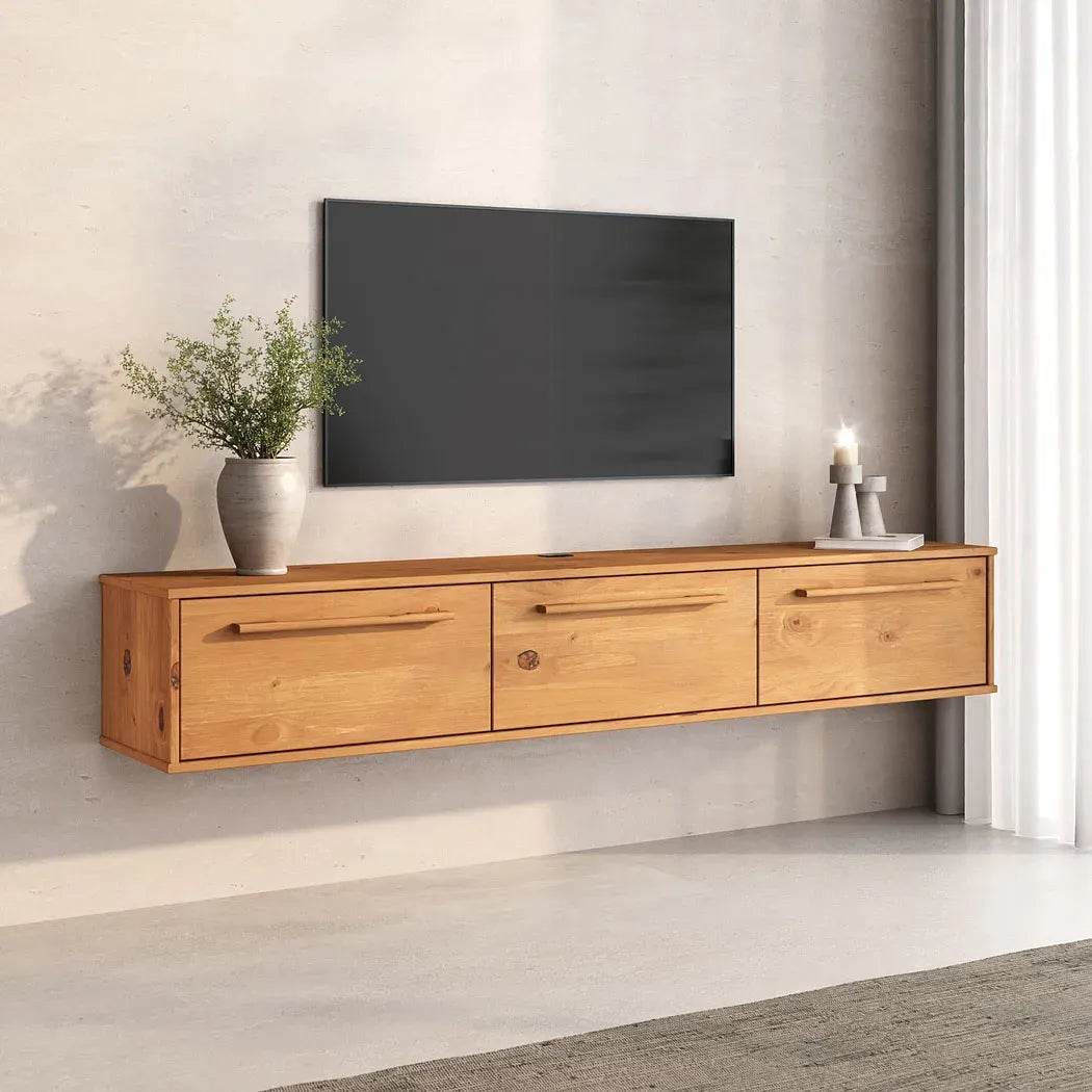 Rack TV 180CM Suspendido/Flotante Trega - Madera Maciza
