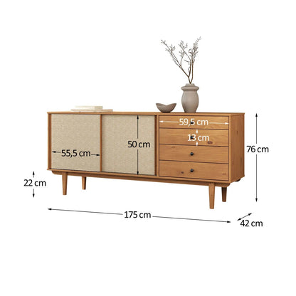 Aparador Buffet 175CM con Ratan Serena - Madera Maciza