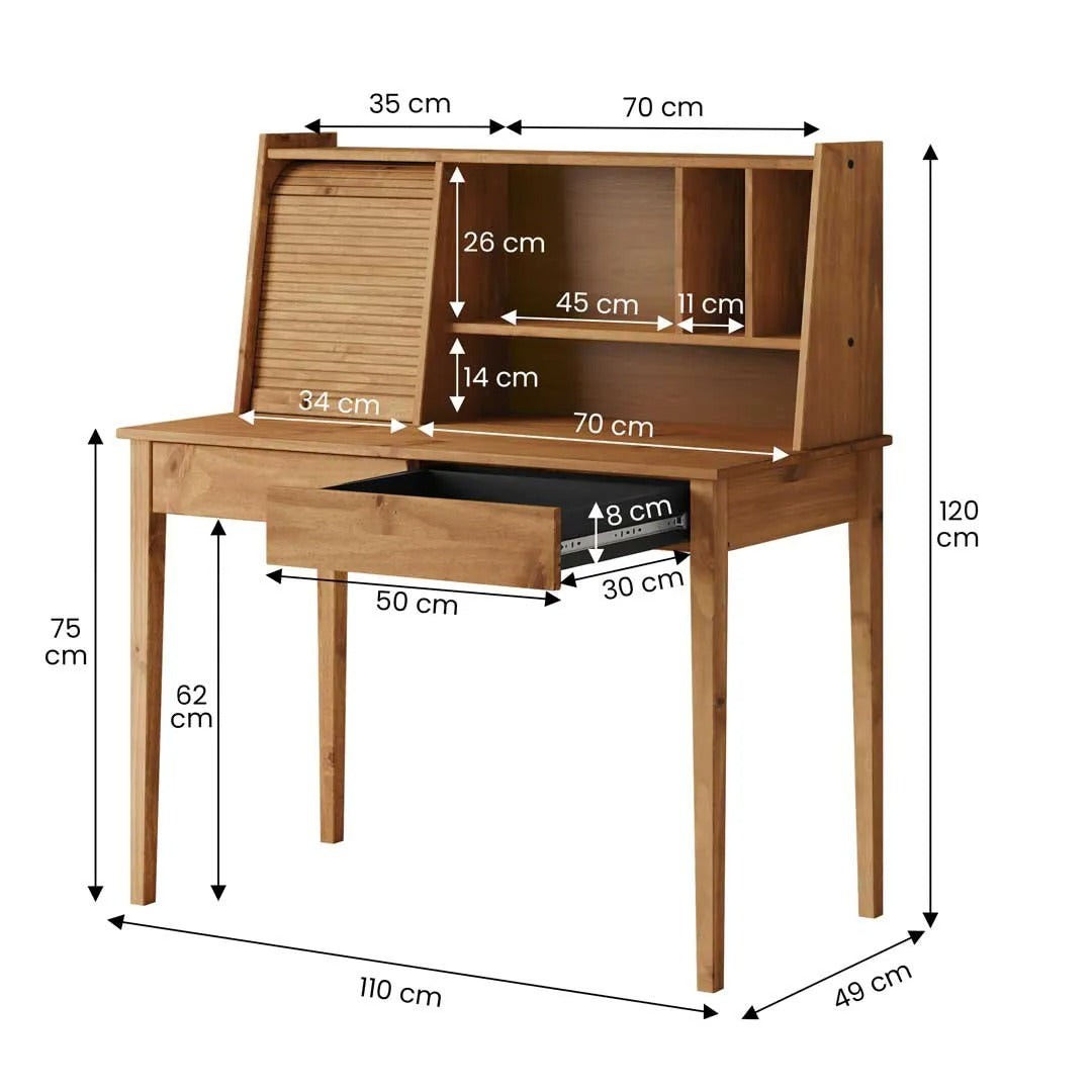 Escritorio Alice 110CM 2 Cajones - Madera Maciza