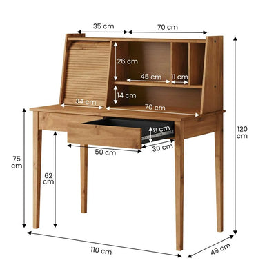 Escritorio Alice 110CM 2 Cajones - Madera Maciza