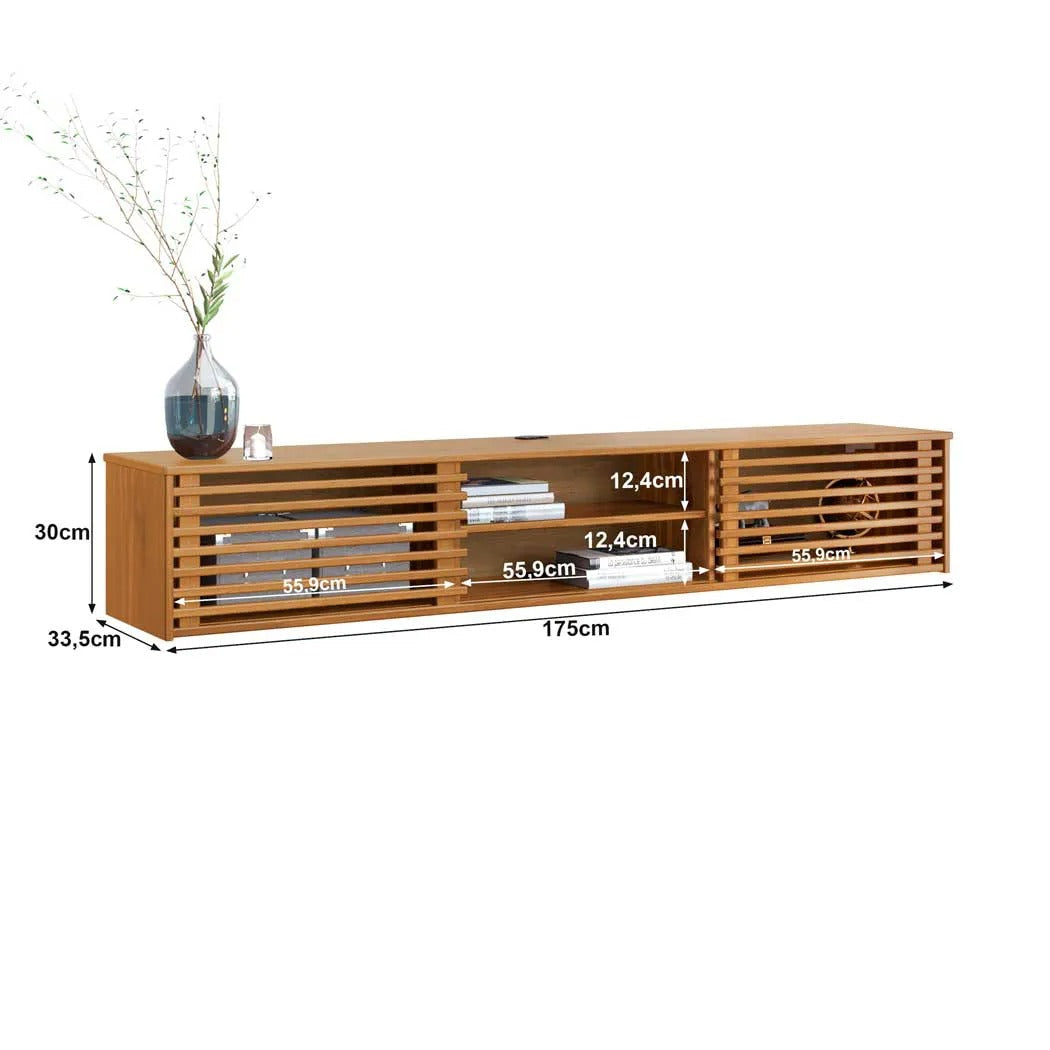 Rack Suspendido TV 175CM Ripado Riven - Madera Maciza