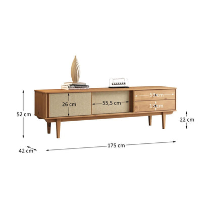 Rack TV 175CM con Ratan Serena - Madera Maciza