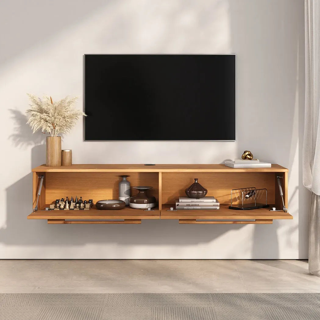 Rack TV 145cm Suspendido/Flotante Trega - Madera Maciza