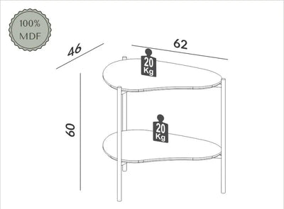 Mesa Auxiliar Esquinera Organica Florencia 60CM