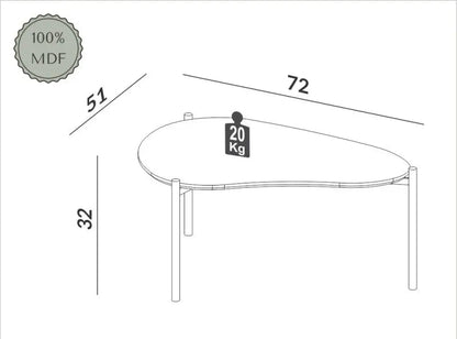 Mesa Ratona Organica Florencia 70CM Baja