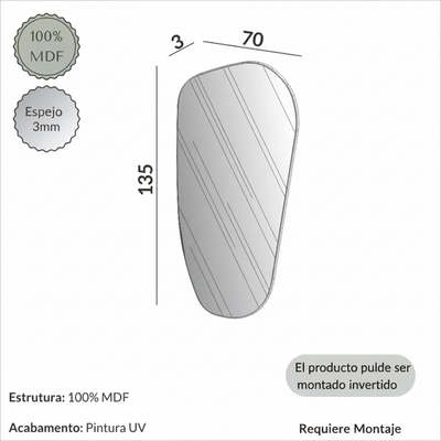 Espejo Irregular Organico 135CM - Male